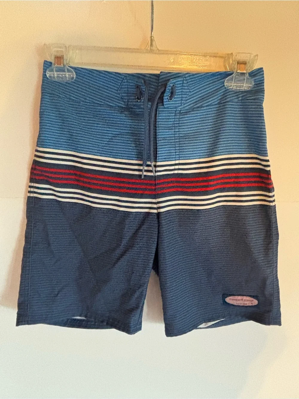 BOYS Blue Striped Swim Trunks, size M